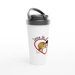 Load image into Gallery viewer, LOVE IS... ...A KISS STAINLESS STEEL TRAVEL MUG
