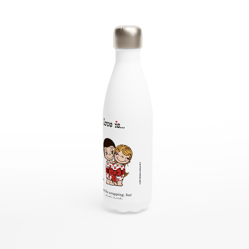 LOVE IS... NOT THE WRAPPING BUT WHAT'S INSIDE REUSABLE STAINLESS STEEL WATER BOTTLE