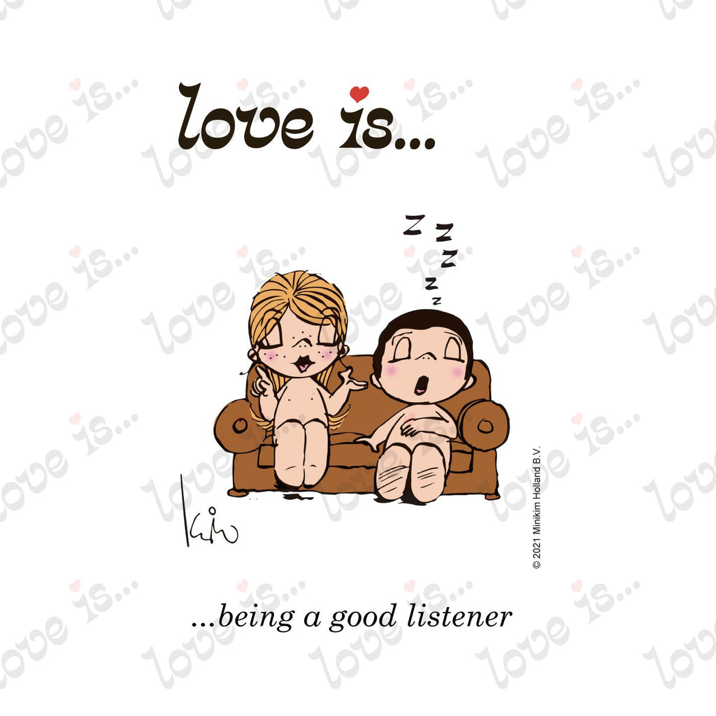 Love is... being a good listener personalized poster by Kim Casali. 