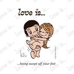 Love is... being swept off your feet personalized poster by Kim Casali. 