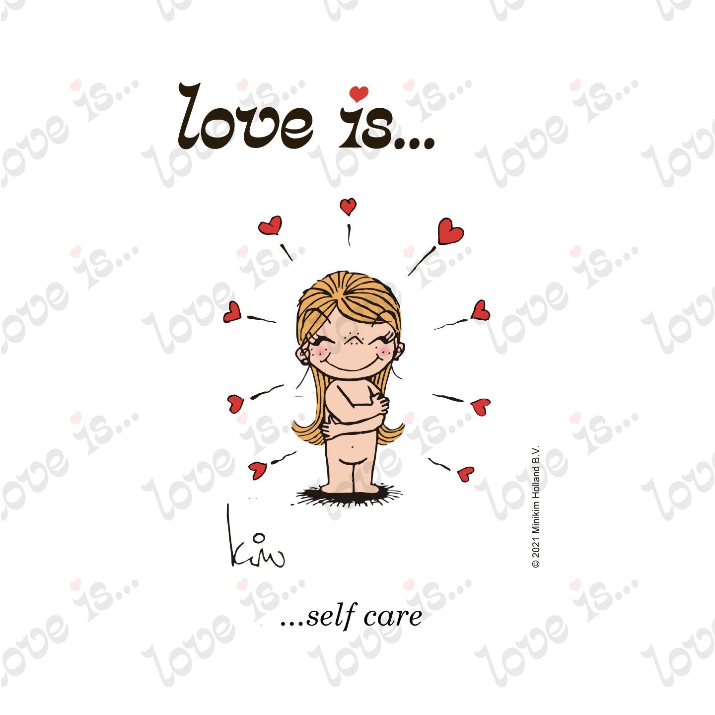 Love is... self care personalized poster art print by Kim Casali. 