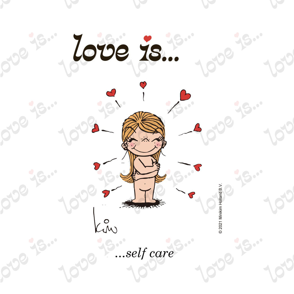 Love is... self care personalized poster art print by Kim Casali. 