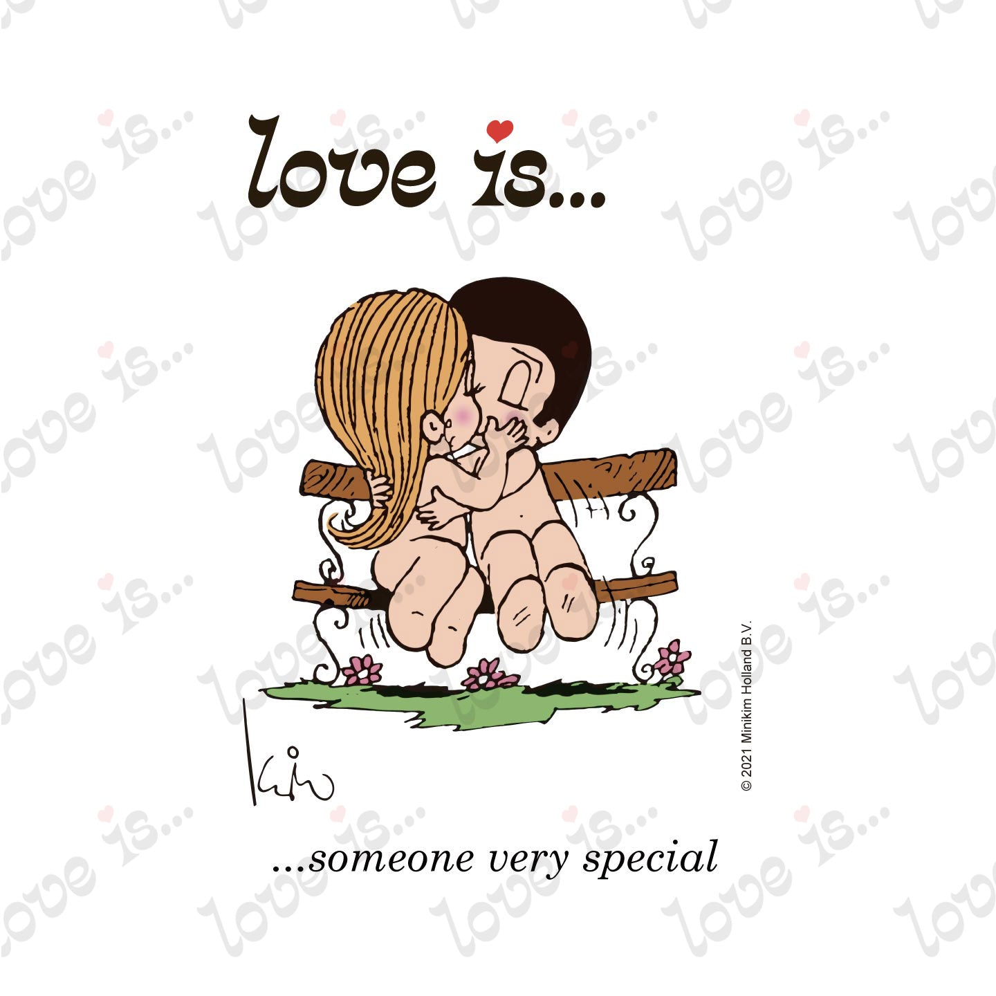 Love is... someone very special personalized poster art print by Kim Casali. 