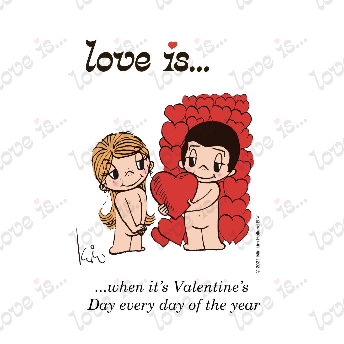 Love is... when it's Valentines Day every day of the year personalized poster art print by Kim Casali. 