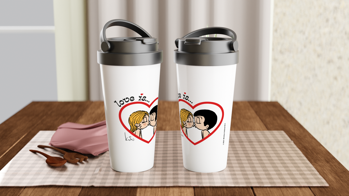 LOVE IS... ...A KISS STAINLESS STEEL TRAVEL MUG