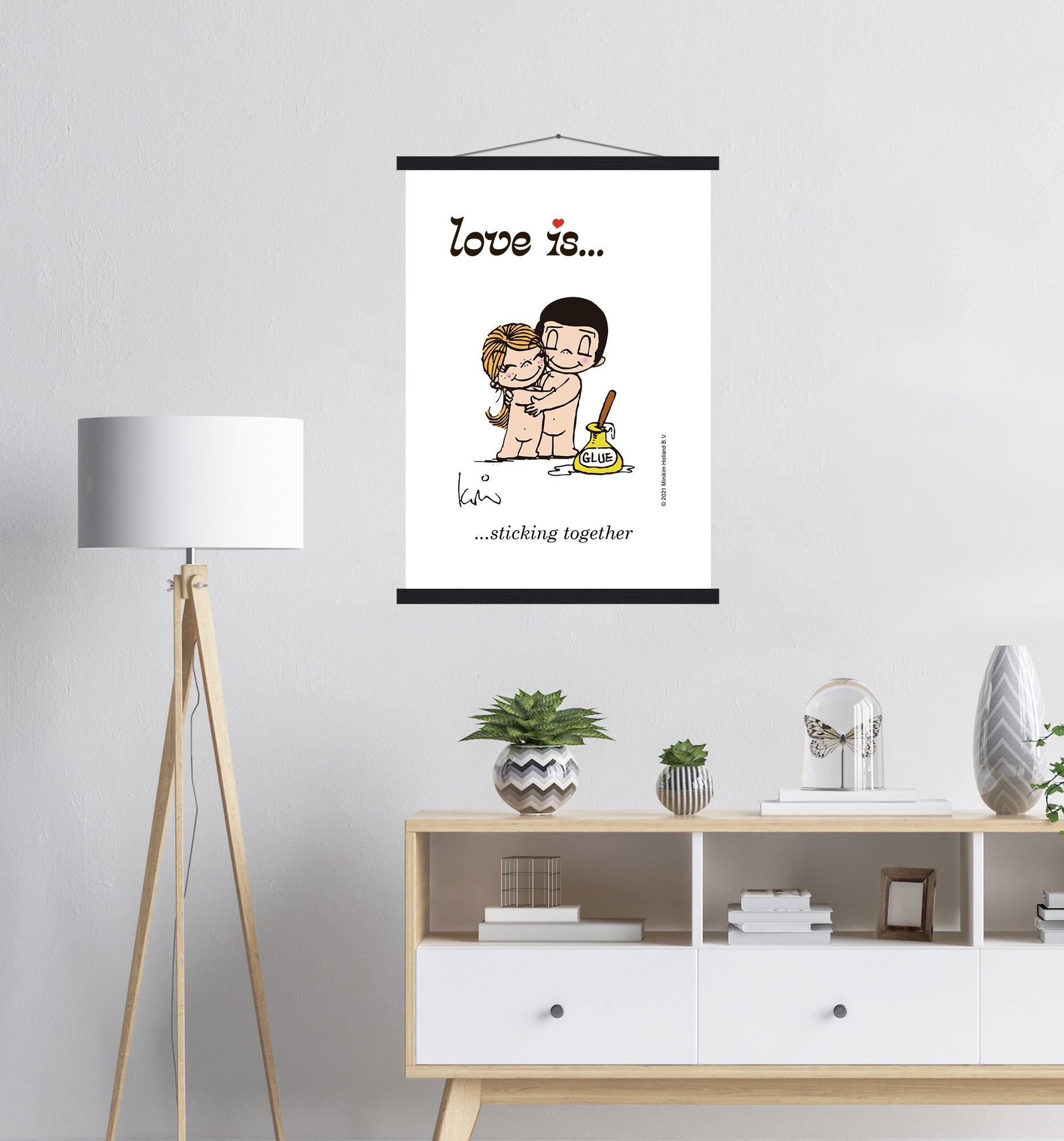 Couple in love gift cute stick figures Framed Mini Art Print by benabten